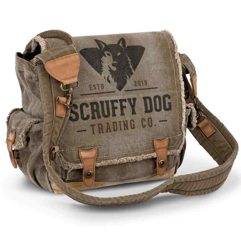 SCRUFFY DOG クロスボディ ヴィンテージ風 A4 メッセンジャーバッグ 男女兼用 - サッチェルバッグ メンズ - キャンバス ショルダーバッグ カーキ - 33.02×33.02×12.7cm