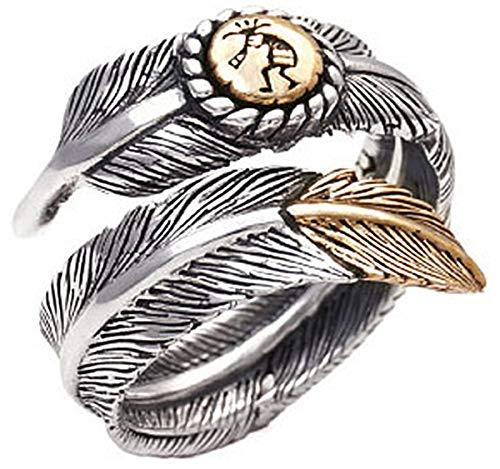 [2PIECES] r0690 [ブランド名 シルバーアクセサリー シルバーリング メンズ フェザー ココペリ フリーサイズ｜loeuf