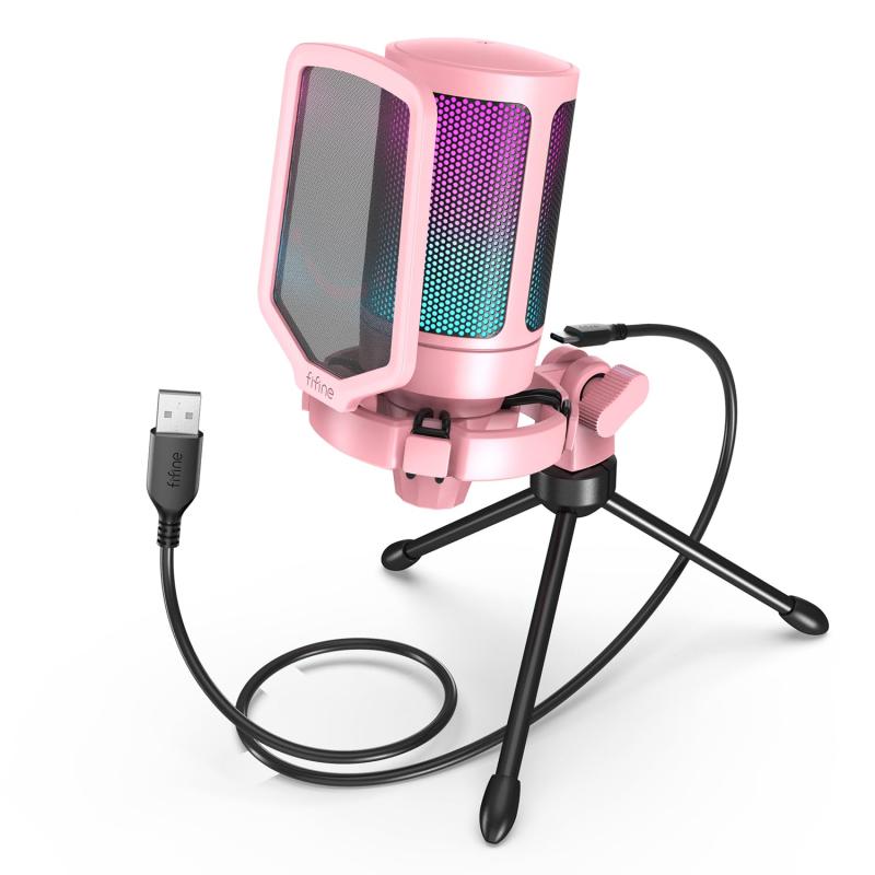 ゲーミング マイク USB レコーディング ヘッドホンジャック ピンク Amazon.co.jp: FIFINE USBコンデンサーマイク RGBライト