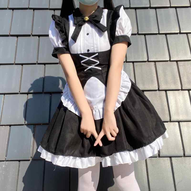 ワンピース レディース ロリータ ゴシック メイド 黒 白 ハロウィン パーティー コスプレ 秋 かわいい ロリータ風 ゴシックスタイル メイドスタイル モノトーン