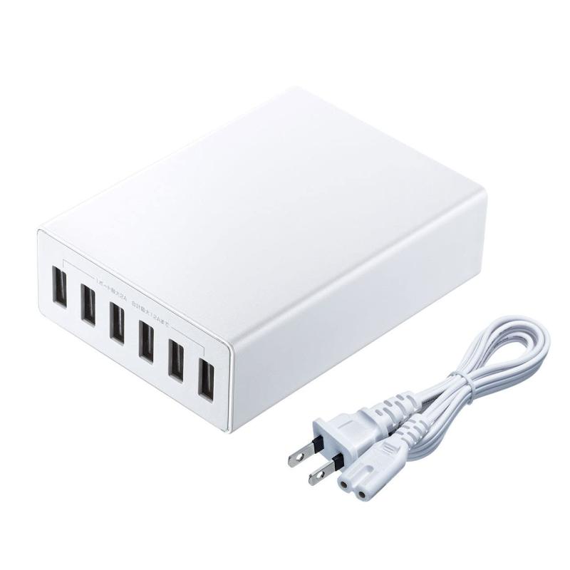 サンワサプライ USB申し受ける器（6界面・足し加える12A・白いこと） ACA-IP67W