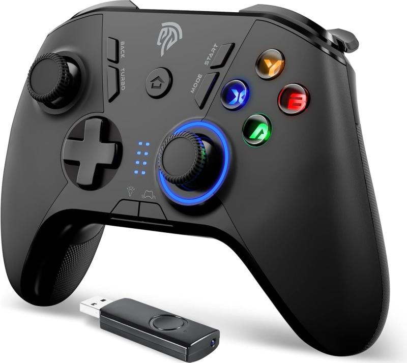 PC無線コントローラー PC ゲームパッド 無線 steam deck対応 マクロキー プログラム編集機能 2.4Gワイヤレス 低遅延 HD振動 steamコントローラー パソコンゲームプロコン TURBO連射機能付き 日本ALPS