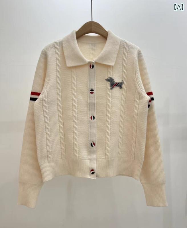 ニット アウター レディース ポロネック 刺繍 秋冬 洋風 ウール 軽量 伸縮性 高級感 普段使い 通勤用x2