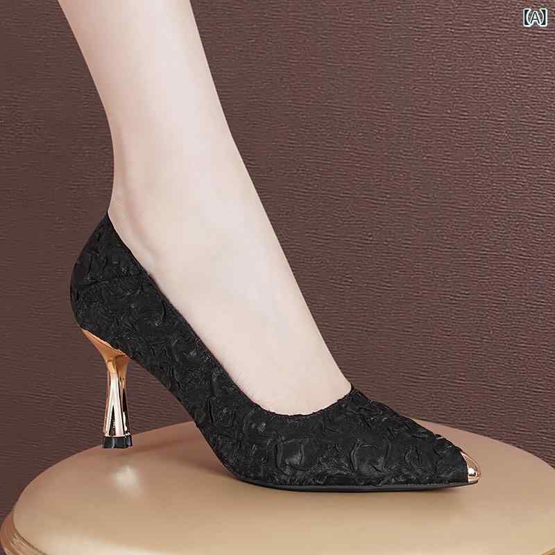 置き目踵 パンプス サンダル 靴 レディース 履き気味合い人並み外れた 格好のいい 好いたらしいめ 可愛らしい 冷やりとした 窈窕たる 御膳上等感 脚長成り行き 美脚 一方ならずない