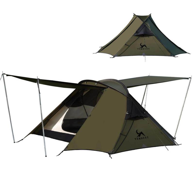 TOMOUNT テント 2人用 軽量テント 20Dナイロン 2.4KG ドームテント 4000mm耐水圧 登山 キャンプ 広い前室 通気性 二重層構造 3シーズン 自立式 簡単設営 アウトドア コンパクト