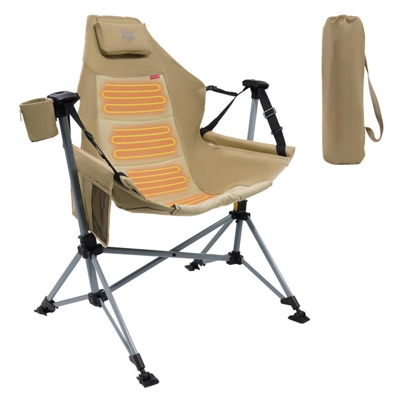 TIMBER RIDGE ハンモックチェア 電熱アウトドア チェア ロッキングチェア 折り畳み 耐荷重180kg オートロック機能 ゆらゆら 自立式 キャンプ 屋外 室内｜loeuf