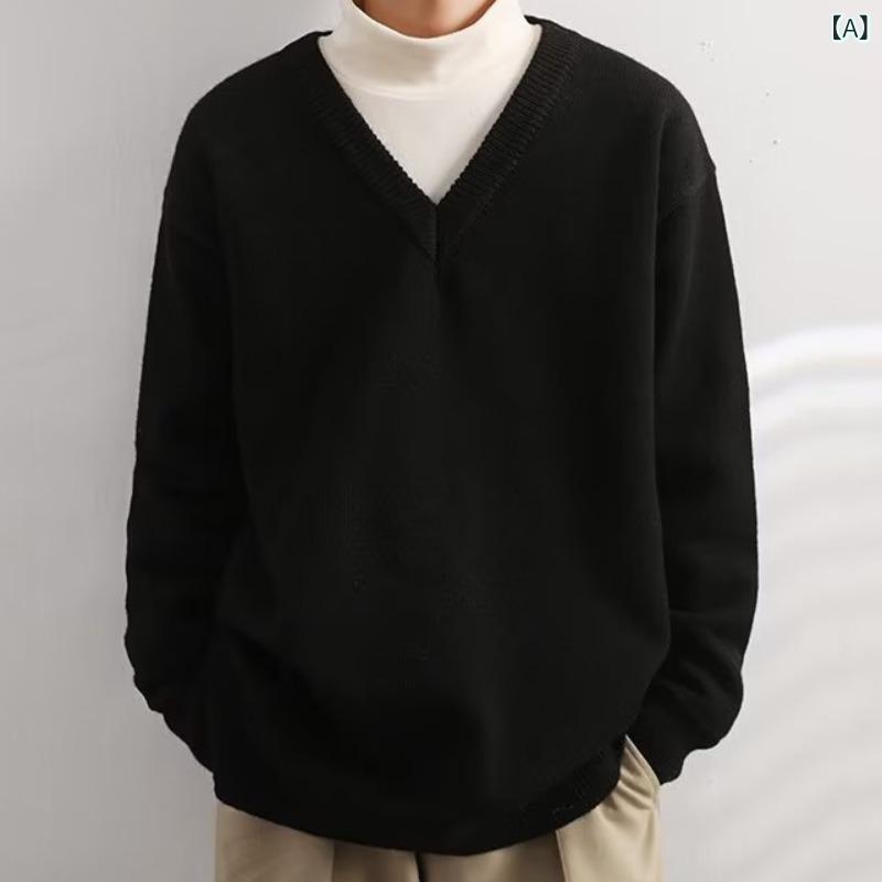 ニットシャツ 男性用 冬 Vネック フィット インナー ラグジュアリー風 ウール素材 軽量 普段使い トップス 秋冬