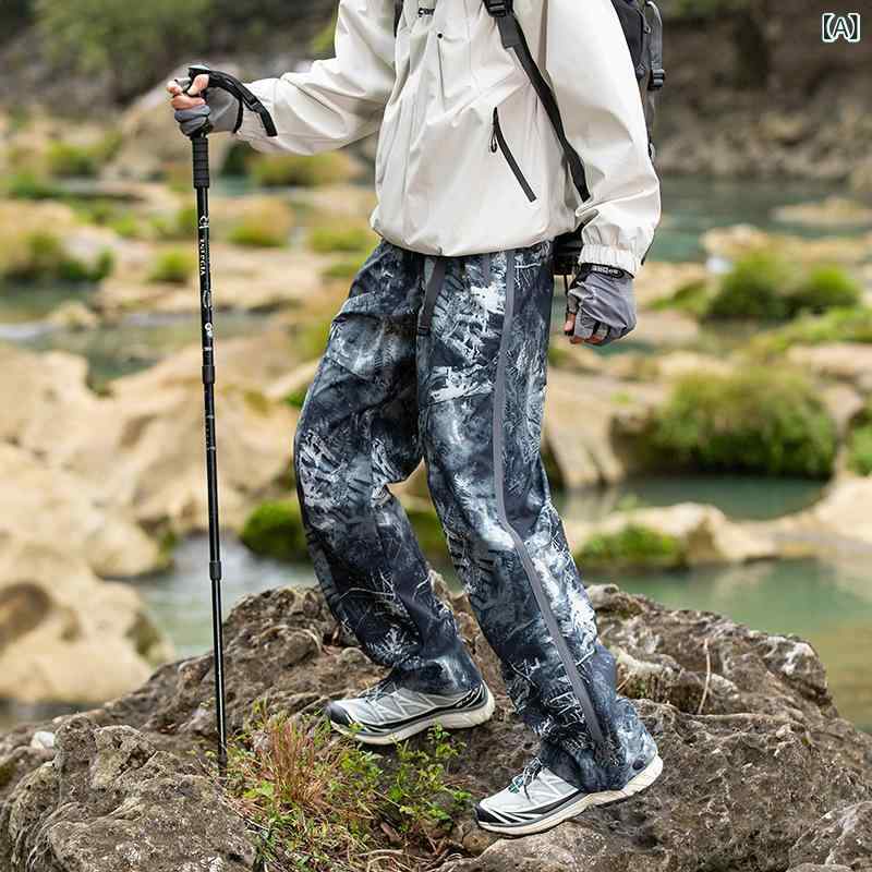 パンツ メンズ 山岳 アウトドア 防水 防風 防汚 速乾 軽量 伸縮性 ストレート サイドジッパー|loeuf