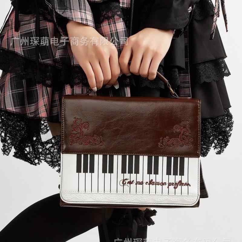 レディース バッグ コントラストカラー 小型 四角型 ピアノ音符 個性的 かわいい ショルダー 斜め掛け 鞄 普段使い 軽量 伸縮性 吸湿速乾