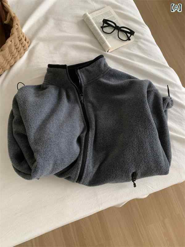 コート レディース 秋冬 厚手 ボアフリース フーディー 立襟 ジッパー ゆったり ビッグシルエット シンプル カジュアル 韓国 保温性 軽量 伸縮性 普段使い