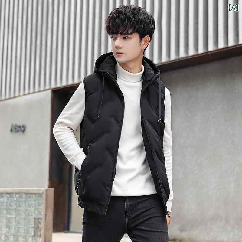 ベスト メンズ ダウンベスト 男性用 軽量 フード付き アウター用 保暖 ホワイトダウン 向け 若者向け カップル用 アイテム 保温性 伸縮性 普段使い 通勤用 吸湿速乾 接触冷感