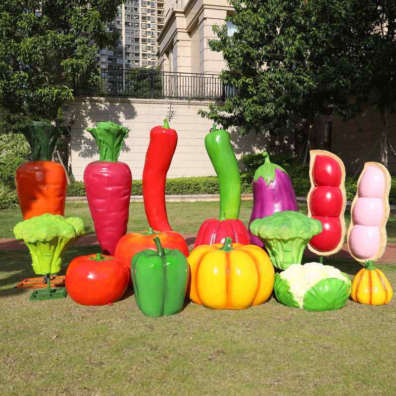 ガーデン オーナメント ミニチュア リアル 野菜 果物 彫刻 ガラス繊維製 プラスチック ブロッコリ ナス ライチ カボチャ 屋外用 庭園 芝生 農場 ガーデニング