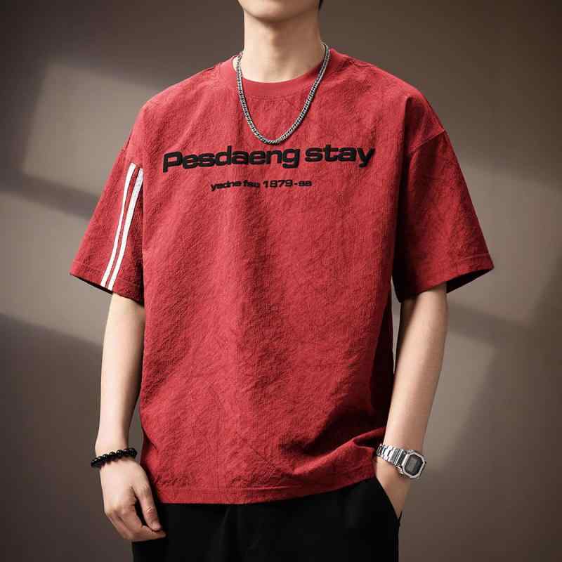 トップス メンズ 夏 ストライプ 接触冷感 半袖 Tシャツ ラウンドネック フィット 高級感 アメリカンスタイル カジュアル 再生繊維 軽量 伸縮性 吸湿速乾 普段使い
