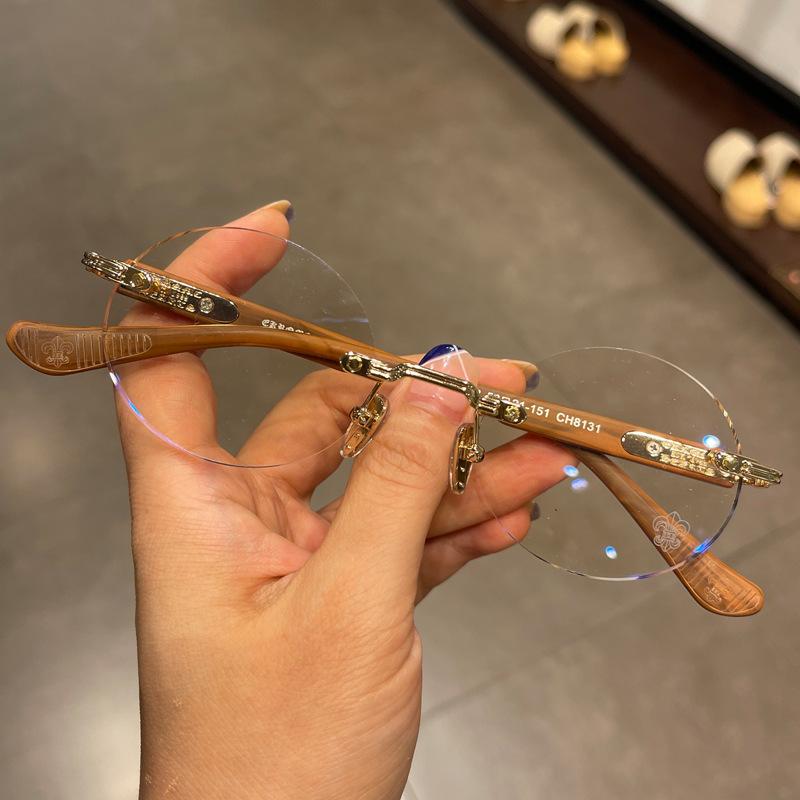 眼鏡フレーム メンズ レディース 無枠 円形 打孔 復古 プリンス型 軽量 近視用 平光用 軽量 快適 普段使い 伸縮性