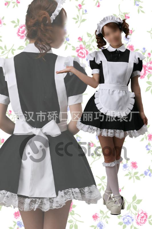 ワンピース メイド服 カフェ コスプレ レディース ブラック 綿 軽量 普段使い