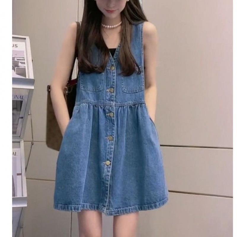 ワンピース レディース デニム サスペンダー フィット ミニ 小柄向け 夏 普段使い 接触冷感 軽量 伸縮性 吸湿速乾 高級感 綿 通勤用