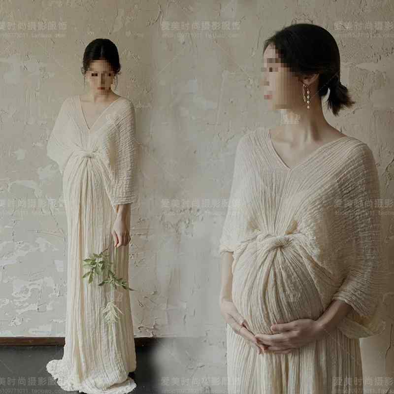 ワンピース 妊婦用 ヴィンテージ風 中華風 しわ加工 クール感 写真撮影用 ゆったりシルエット 伸縮性 通気性 普段使い|loeuf