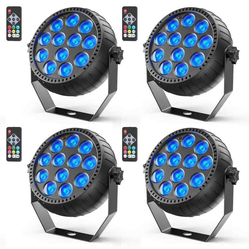 ZonQoonz 2個 充電式ステージライト リモコン付き DJ パーティーライト 12LED RGB スポットライト小型 USB充電 音声制御 舞台照明 ポータブルライブ パフォーマンス/パーティー/家族/DJ/ディスコ/カ