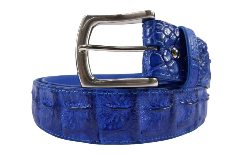 [Pelgio] クロコダイル革のベルト 黒色 穴通し 背中の部分 ハンドメイド ４６ インチ
