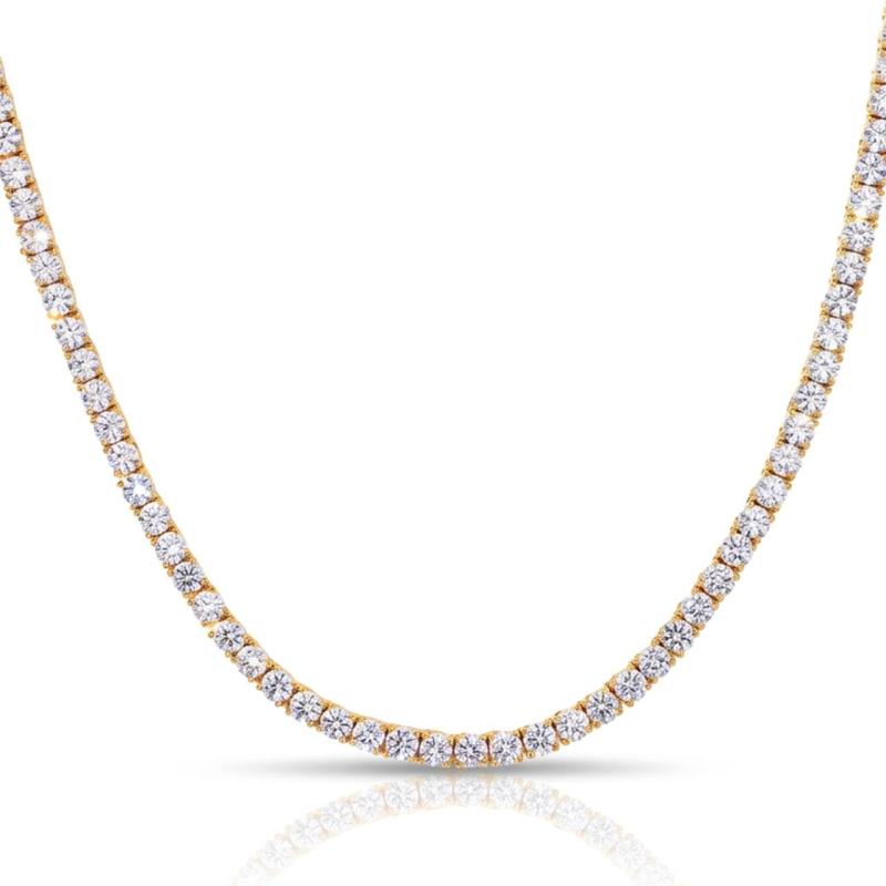 [ICEVIA] 5Aジルコニア テニスネックレス シルバー ゴールド 3mm 4mm 5mm 6mm ダイヤ 18インチ 20インチ 22インチ 24インチ メンズ 人工ダイヤモンド アクセサリー 人気記念日 プレゼント ギフト 男性