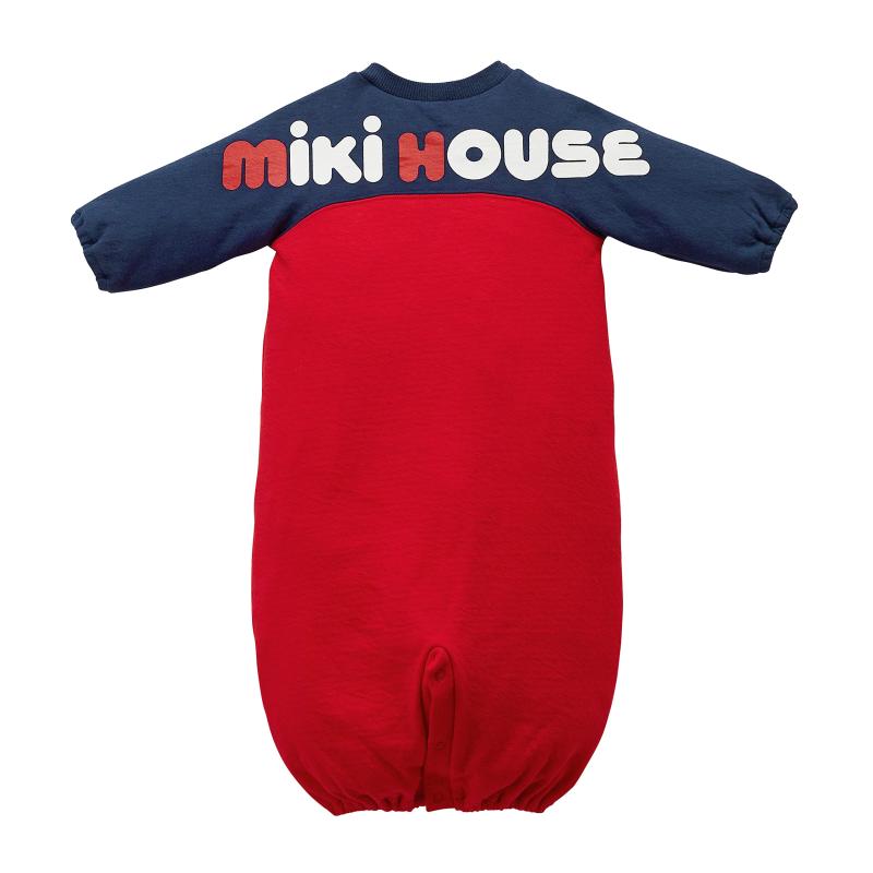 [ミキハウス] ツーウェイオール 覆いかぶせる櫂 ロンパース ロゴタイプ 御坊っちゃん うしろ帯 もの言う花 ベビー服 赤んぼう 40-2674-571