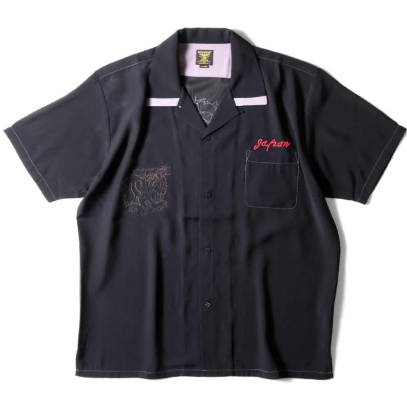 [ヒューストン] 41241 SOUVENIR SHIRT (TIGER) スーベニアシャツ 半袖 刺繍 オープンカラーシャツ