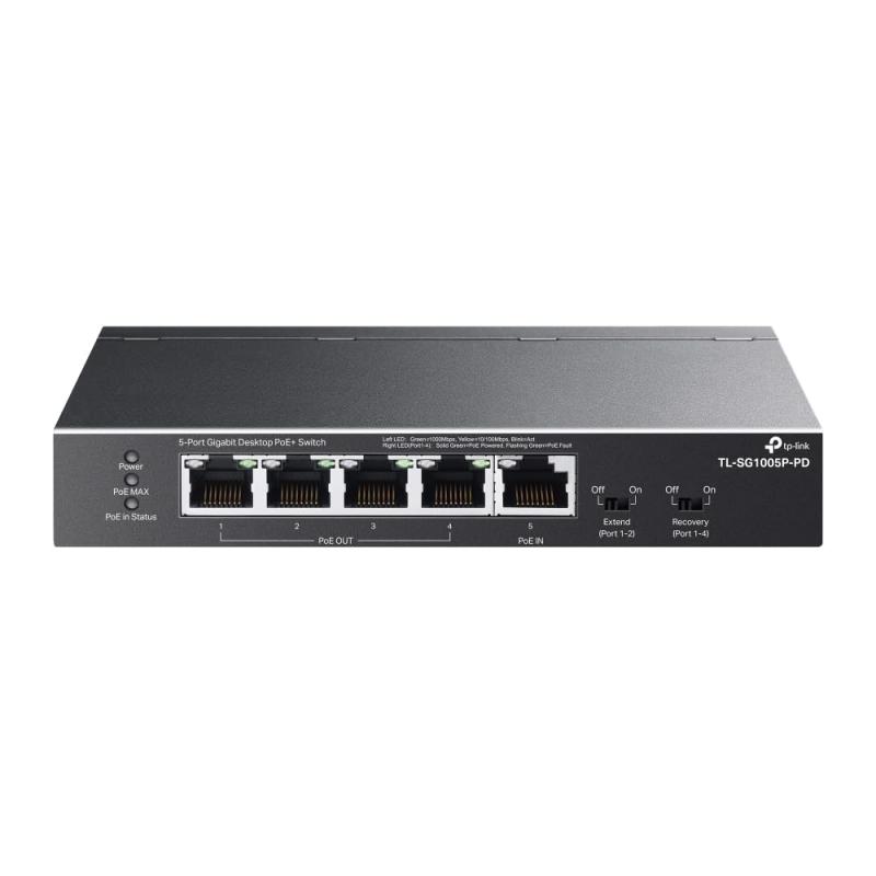 TP-LINK ギガビットデスクトップスイッチ TL-SG1005P-PD UN 1台 5ポート PoE++ In 1ポート&PoE+Out 4ポート搭載