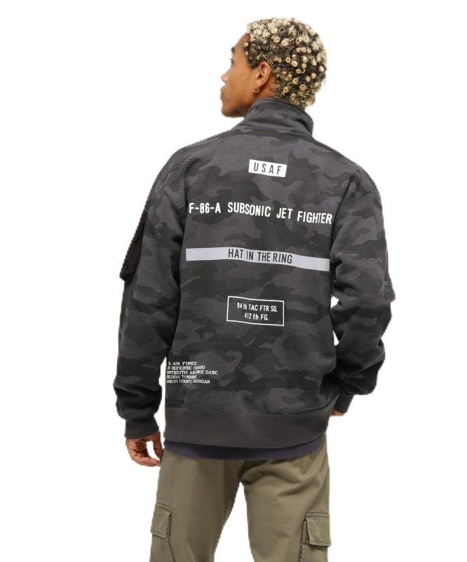 [Avirex] [アヴィレックス] STENCIL STAND ZIP SWEAT "HAT IN THE RING" ステンシル スタンドジップ "ハット イン ザ リング" メンズ 783-4230026