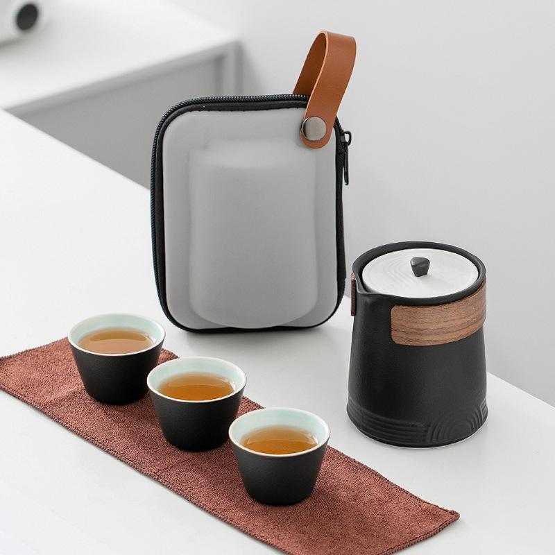 茶道具セット 復古陶器 枯山水 黒陶 旅行用 アウトドア便携 泡茶壺 軽量 コンパクト 吸収性 耐久性 使いやすい 高級感 泡立て機能