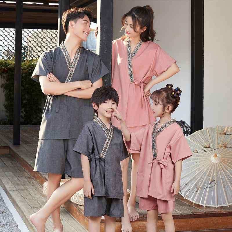 浴服 親子 セット 綿 ?麻 ビッグサイズ 高級感 汗蒸 マッサージ 吸湿速乾 通気性 柔らか素材 伸縮性 普段使い アウトドア 接触冷感