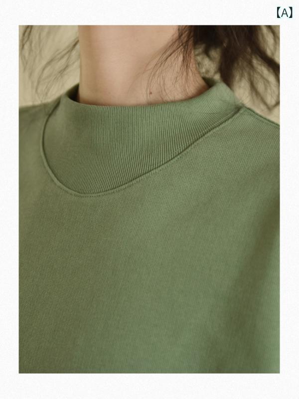 トップス レディース ラウンドネック 長袖 Tシャツ フーディー ビッグシルエット カジュアル 普段使い リラックス 春秋 綿