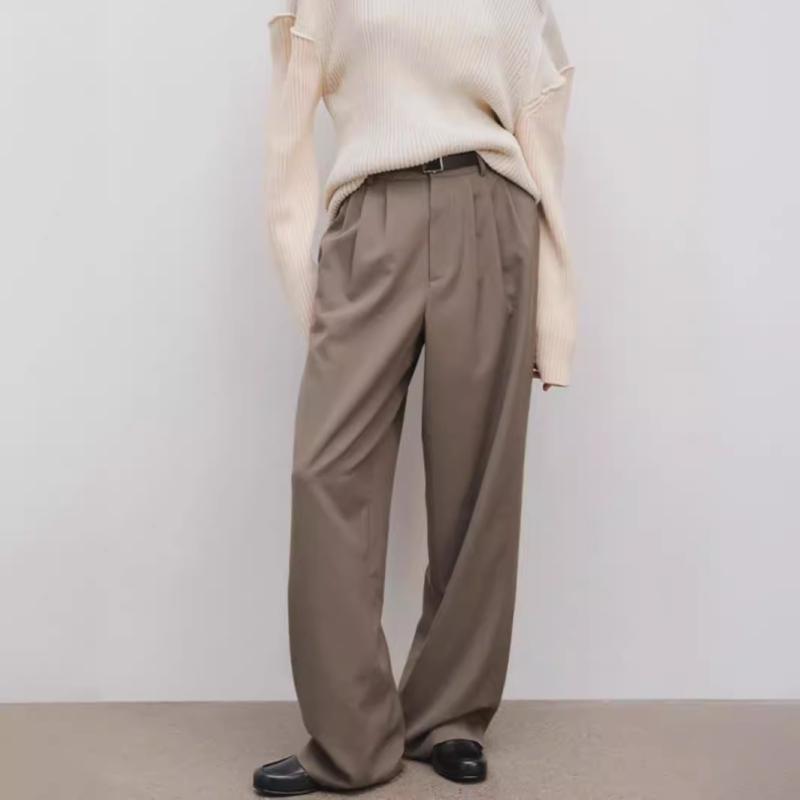 パンツ レディース 秋冬 ウール ストレート ゆったり カジュアル スラックス ツイード 高級感 普段使い 暖かさ ツイード柄
