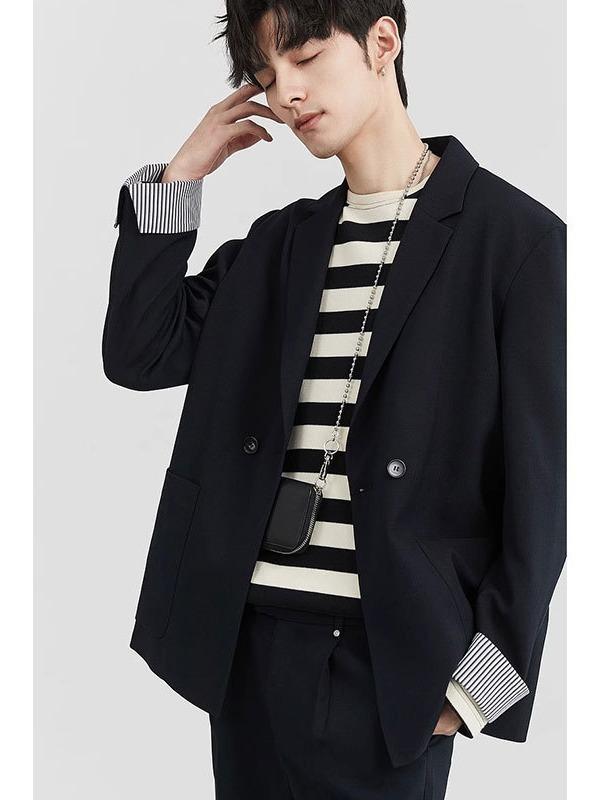 韓国 ゆったり カジュアルスーツメンズ 2024 年の 春秋型の 大衆は 高級 感の ある 私服の 男性 服の コートを 設計 します。