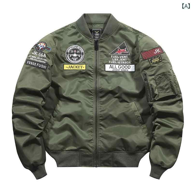 飛行員ジャケット メンズ 秋冬 刺繍入り ワークウェア ビッグシルエット バイカー スタイル 野球 スタイル アウター 通勤用 普段使い 軽量 伸縮性 綿