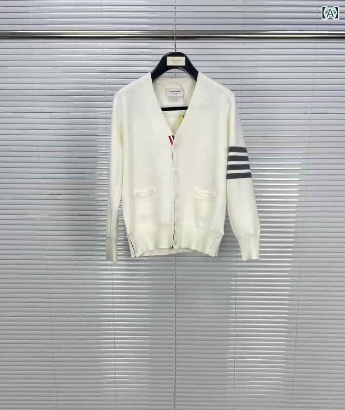 カーディガン ユニセックス ニット Vネック ストライプ袖 無地 普段使い 伸縮性 軽量 綿混紡 ビッグシルエット 接触冷感 高級感 アイボリー ピンク系 ブラック 春夏 秋冬