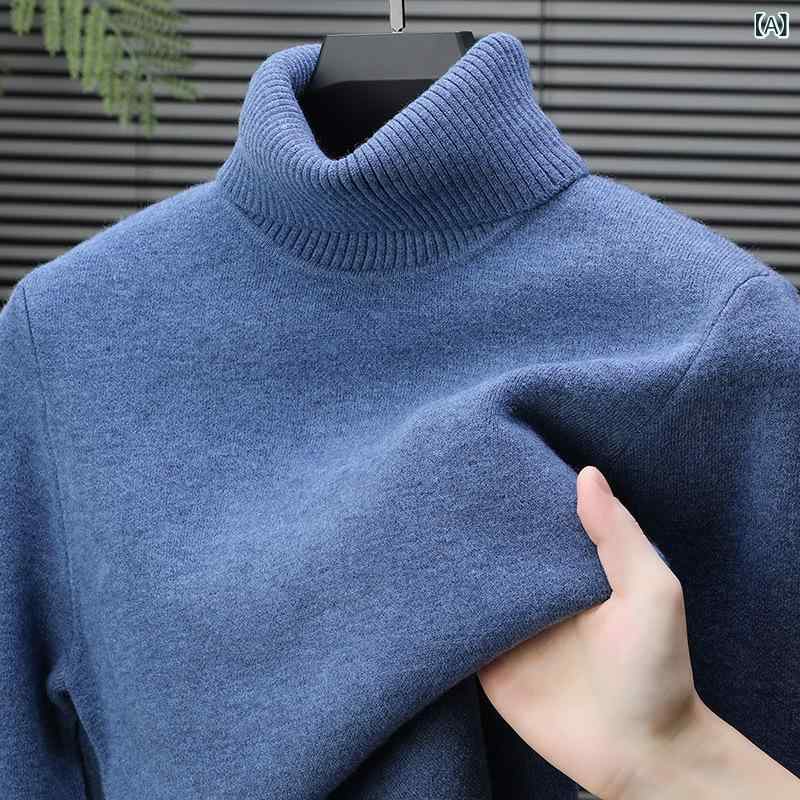 ニット メンズ ウール ハイネック 無地 シンプル ファッション 厚手 秋冬 通勤用 普段使い 暖かい 伸縮性 高級感