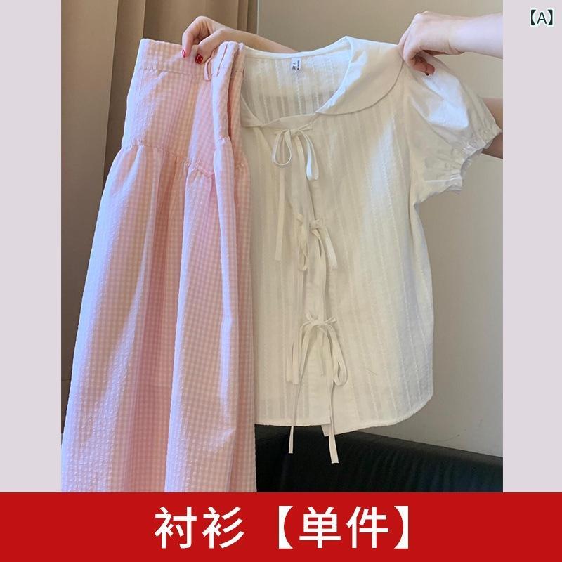 レディース シャツ ブラウス トップス 春夏 リラックス感 美しさ ウエストシェイプ スリム見え ツーピースセット 綿 普段使い 伸縮性