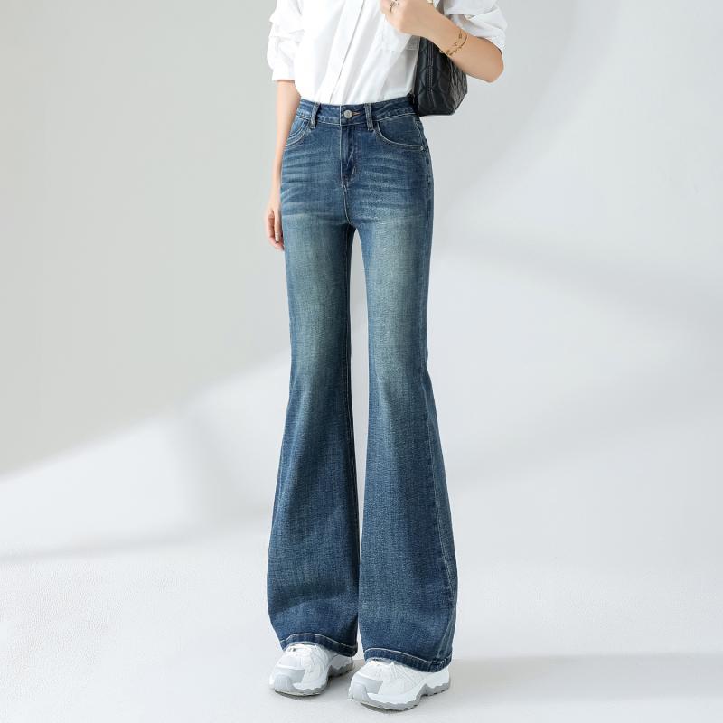 パンツ レディース デニム ハイウエスト スリム ストレッチ ロング 秋 裏起毛 厚手 ベーシック 普段使い 伸縮性 接触冷感 吸湿速乾 高級感 アイボリー