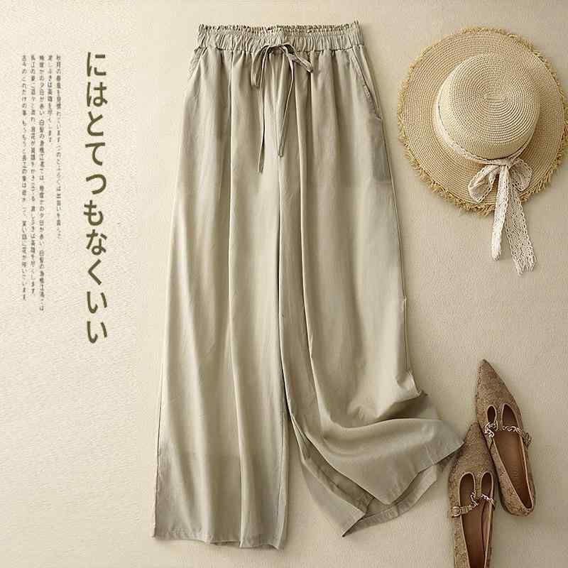 パンツ 直筒 ゆったり ワイドレッグ カジュアル リネン 麻素材 通気性 二重層 軽量 吸湿速乾 普段使い 春夏