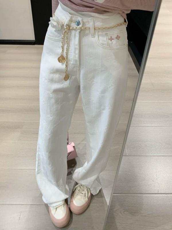 パンツ レディース チェック柄 ハイウエスト ストレート デニム 柄入り 高級感 ワイドレッグ カジュアル ボトムス 普段使い 軽量 伸縮性 吸湿速乾
