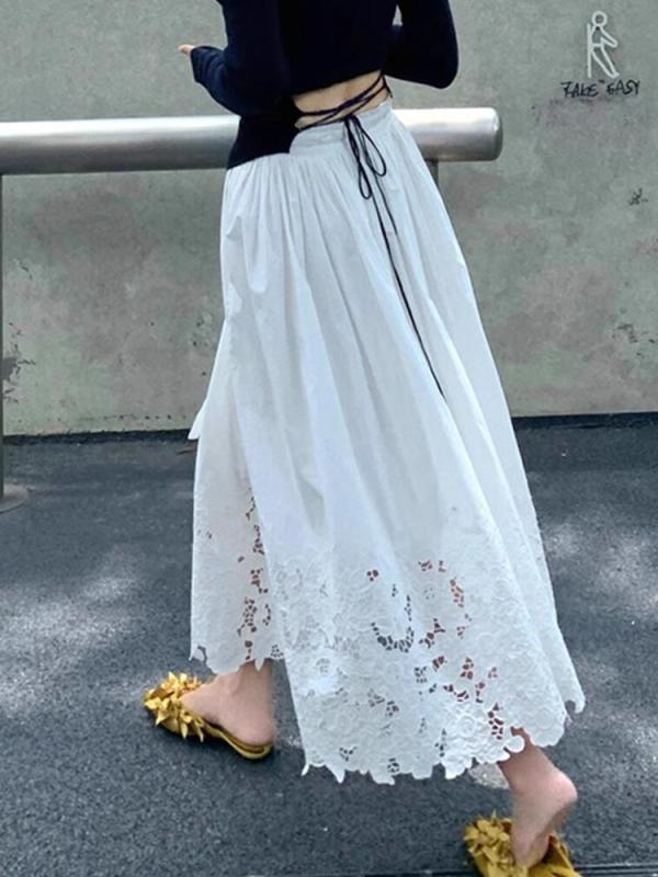 スカートセット レディース Aライン 白 ミニスカート 黒 トップス 2ピース ハイウエスト レース フレアスカート 春夏 女性用 普段使い 伸縮性 綿混紡 接触冷感 アイボリー系 かわいい 高級感 ビッグシルエット