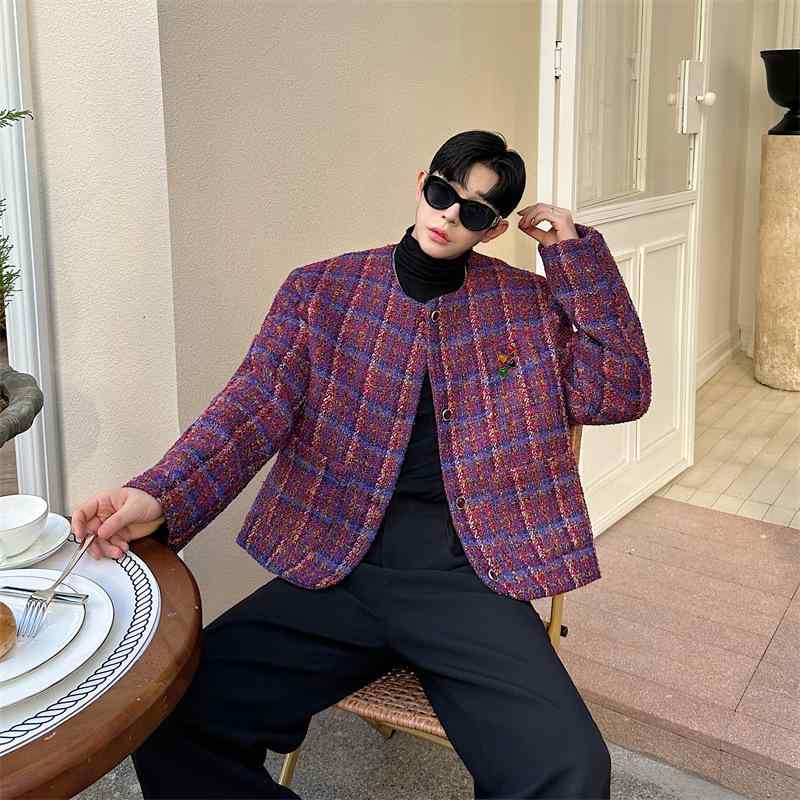 権 志 龍 GD 小香 風 襟 なし ジャケットレトロフランス 高級 感が。｜loeuf
