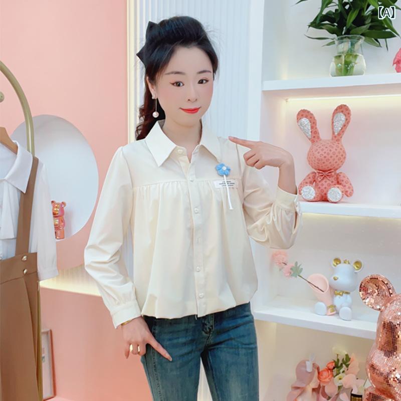 レディース シャツ 長袖 ポロ襟 春夏 高級感 若返り 独特 きれい インナー 百搭 普段使い 通勤用 接触冷感 吸湿速乾