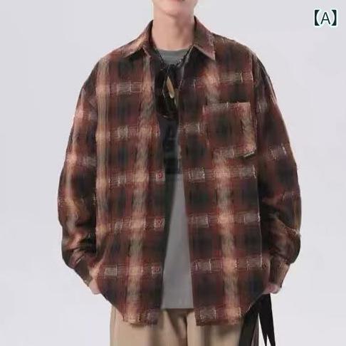 シャツ メンズ 長袖 ピンク系 チェック 起毛加工 柔らか 軽量 ビッグシルエスト トップス 普段使い 綿 吸湿速乾 暖かい 春