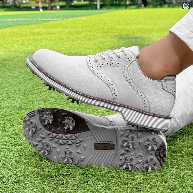 シューズ ゴルフ スポーツ アウトドア トレーニング 革靴スタイル スパイク付き 耐久性 滑りにくい 軽量 グリップ 快適