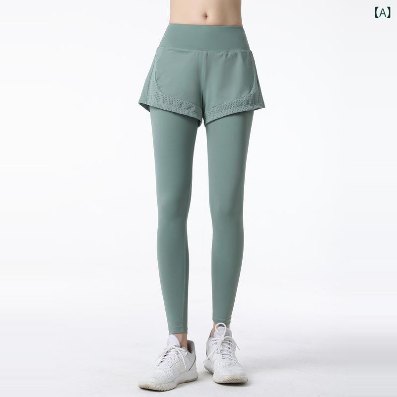 パンツ レディース ハイウエスト タイトフィット 切り替え スポーツ フィットネス ランニング ヨガ 透け防止 二重構造 伸縮性 吸湿速乾