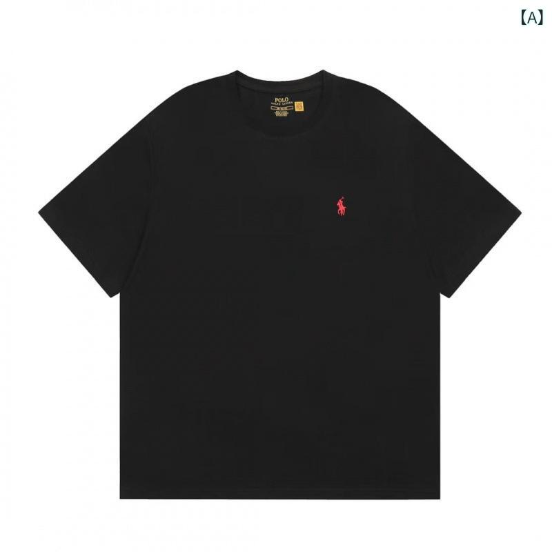 Tシャツ ユニセックス 刺繍 丸首 短袖 カジュアル 万能 吸湿速乾 軽量 伸縮性