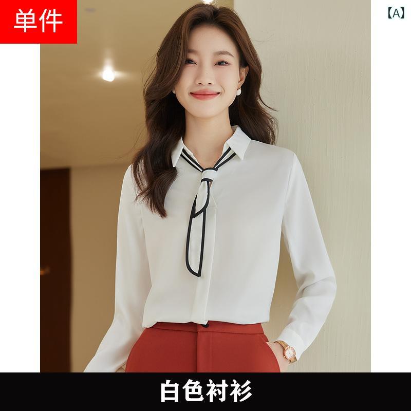 シャツ レディース 長袖 白 シフォン 素材 通勤用 ワーク 春夏 きれいめ 軽量 透け感 通気性 普段使い エレガント 高級感