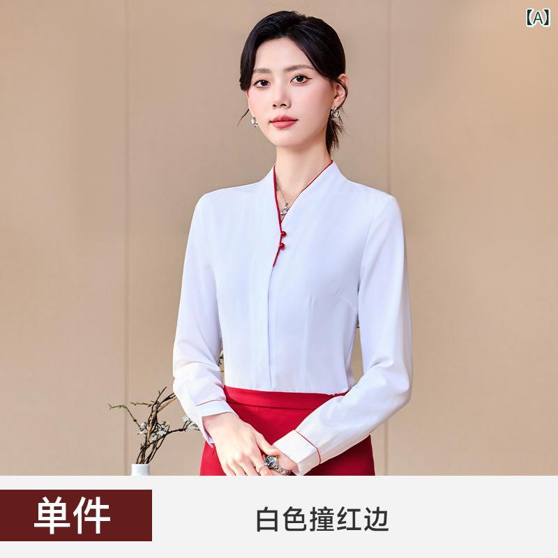 シャツ レディース 長袖 トップス Vネック ホワイト 春夏 通勤用 仕事着 綿 吸湿速乾 高級感 伸縮性 ビッグシルエット