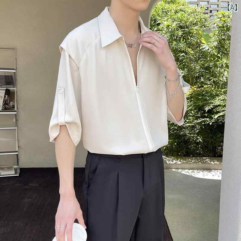 シャツ メンズ 男性用 トップス 夏 接触冷感 薄手 クール ルーズフィット 軽熟風 デザイン性 白色 普段使い 通勤用 軽量 吸湿速乾 高級感 6,965円